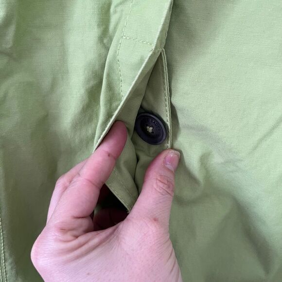 Eddie Bauer Lime Green Lined Button Down Rain Jacket Trench Coat - Picture 8 of 11